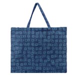 Blue Abstract Checks Pattern Zipper Large Tote Bag