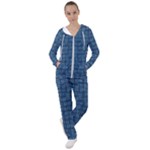 Blue Abstract Checks Pattern Women s Tracksuit