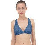 Blue Abstract Checks Pattern Classic Banded Bikini Top