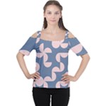 Pink And Blue Shapes Cutout Shoulder Tee