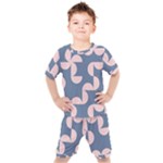 Pink And Blue Shapes Kids  Tee and Shorts Set