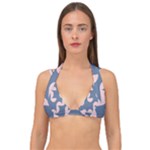Pink And Blue Shapes Double Strap Halter Bikini Top