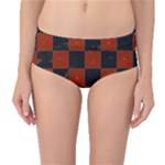 Red and Black Checkered Grunge  Mid-Waist Bikini Bottoms