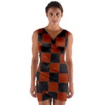 Red and Black Checkered Grunge  Wrap Front Bodycon Dress