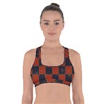 Red and Black Checkered Grunge  Cross Back Sports Bra