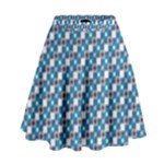 Country Blue Checks Pattern High Waist Skirt