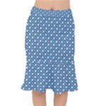 Country Blue Checks Pattern Short Mermaid Skirt