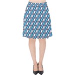 Country Blue Checks Pattern Velvet High Waist Skirt