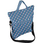 Country Blue Checks Pattern Fold Over Handle Tote Bag