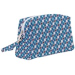 Country Blue Checks Pattern Wristlet Pouch Bag (Large)