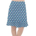 Country Blue Checks Pattern Fishtail Chiffon Skirt