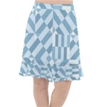 Truchet Tiles Blue White Fishtail Chiffon Skirt