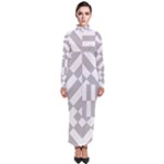 Truchet Tiles Grey White Pattern Turtleneck Maxi Dress