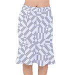 Truchet Tiles Grey White Pattern Short Mermaid Skirt