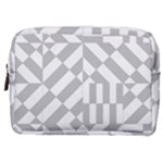 Truchet Tiles Grey White Pattern Make Up Pouch (Medium)