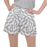 Truchet Tiles Grey White Pattern Ripstop Shorts