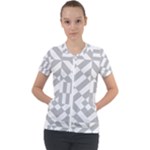 Truchet Tiles Grey White Pattern Short Sleeve Zip Up Jacket
