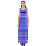 Madras Plaid Blue Purple Empire Waist Maxi Dress