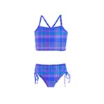 Madras Plaid Blue Purple Girls  Tankini Swimsuit