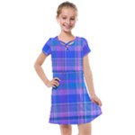Madras Plaid Blue Purple Kids  Cross Web Dress