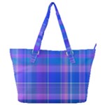 Madras Plaid Blue Purple Full Print Shoulder Bag