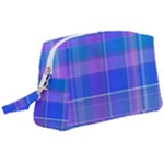 Madras Plaid Blue Purple Wristlet Pouch Bag (Large)