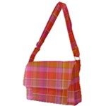 Pink Orange Madras Plaid Full Print Messenger Bag (L)