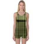 Green Madras Plaid One Piece Boyleg Swimsuit