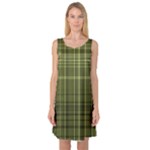 Green Madras Plaid Sleeveless Satin Nightdress