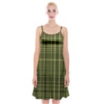 Green Madras Plaid Spaghetti Strap Velvet Dress