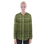 Green Madras Plaid Womens Long Sleeve Shirt