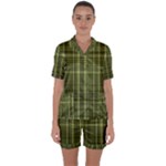 Green Madras Plaid Satin Short Sleeve Pyjamas Set
