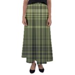 Green Madras Plaid Flared Maxi Skirt