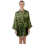 Green Madras Plaid Long Sleeve Satin Kimono