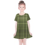 Green Madras Plaid Kids  Simple Cotton Dress