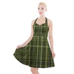 Green Madras Plaid Halter Party Swing Dress 