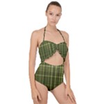 Green Madras Plaid Scallop Top Cut Out Swimsuit