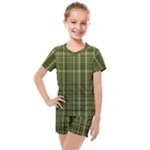 Green Madras Plaid Kids  Mesh Tee and Shorts Set