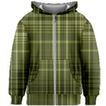 Green Madras Plaid Kids  Zipper Hoodie Without Drawstring