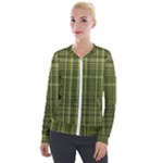 Green Madras Plaid Velour Zip Up Jacket