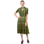 Green Madras Plaid Keyhole Neckline Chiffon Dress