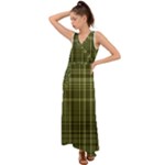 Green Madras Plaid V-Neck Chiffon Maxi Dress