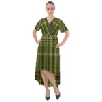 Green Madras Plaid Front Wrap High Low Dress