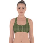 Green Madras Plaid Cross Back Hipster Bikini Top 