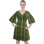 Green Madras Plaid Boho Button Up Dress