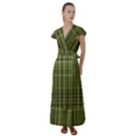 Green Madras Plaid Flutter Sleeve Maxi Dress