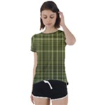 Green Madras Plaid Short Sleeve Foldover Tee