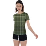 Green Madras Plaid Back Circle Cutout Sports Tee