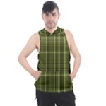 Green Madras Plaid Men s Sleeveless Hoodie