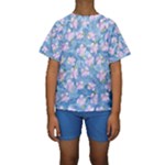 Watercolor Violets Kids  Short Sleeve Swimwear